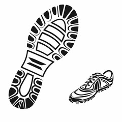 Shoe print Black Vector art illustration