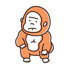 Obraz premium しゃがむ ゴリラのゆるいキャラクター