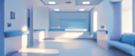 white blue blurred hospital interior , copy space concept for wallpaper or background.