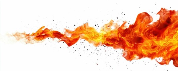 Dynamic Flame Motion Isolated on White Background