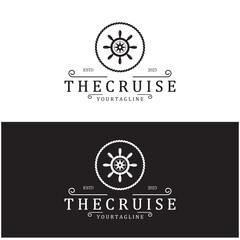 Obraz premium The cruise logo,ship steering logo, boat, yacht, rope, maritime, anchor. Logo for business, sailor, sailing, tourism