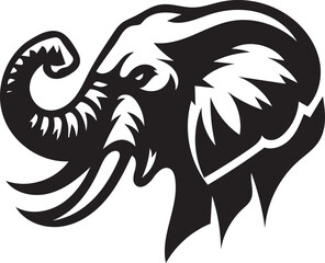 black and white elephant head