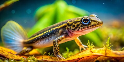 Fototapeta premium Tiny Tadpole Close-Up: High-Resolution Macro Photography of Amphibian Larva