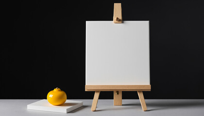 easel with blank canvas on black background, perfect for art-related content and workshops