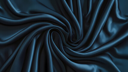 Obraz premium An Abstract Dark Blue Silk Satin Material Featuring a Deep Navy Blue With Elegant, Wavy Folds That Create a Sense of Movement and Depth - Digital Art