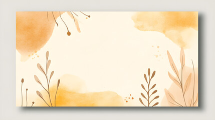 A vibrant and elegant card template featuring an abstract yellow watercolor background with rich layers of golden hues blending into warm sunlight tones. The fluid brushstrokes and soft splashes