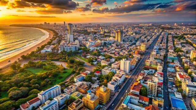 Aerial View of Chennai Cityscape: Stunning Bird's Eye Perspective of India's Metropolis
