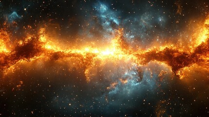 Fiery Nebula with Glowing Cosmic Dust and Gas
