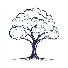 Fototapeta premium Stylized tree illustration, white background, nature design, logo concept