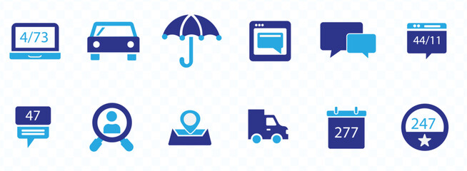 24 7 service icon set. 24-7 open, concept with call icon. Support 24 hours a day and 7 days a week. Support service. Vector Illustration.