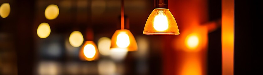Warm, Glowing Light Bulbs Hanging from the Ceiling