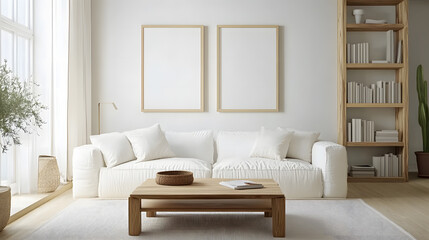 Contemporary family room with minimalist design and neutral tones.