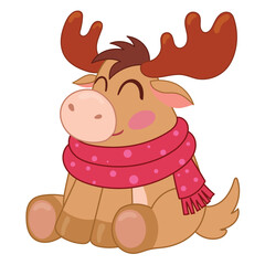 cute deer smiling illustration for kids clipart