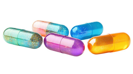 Colorful capsules isolated on white background 