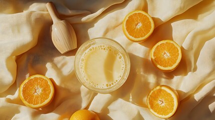 śniadanie, flat lay, pomarańcze, cytrusy, jasne kolory, koralowy, żółty, ceramika, świeżość, prostota, harmonia, inspiracja, neutralne kolory, relaks, produktywność, styl minimalistyczny, estetyka, ja
