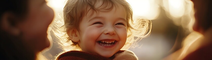 A Little Girl Laughing Joyfully in the Warm Sunlight