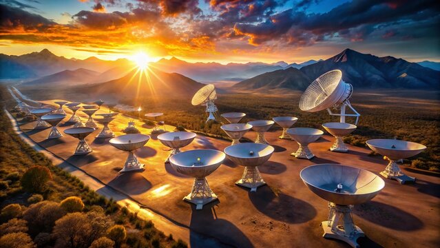 Aerial View of Radio Telescope Array Searching for Extraterrestrial Life