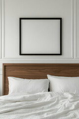 Modern Bedroom Interior Design with Minimalist Decor and Blank Frame