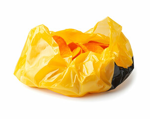 A Close-Up Shot of Sweet Potato Chips in a Yellow Plastic Bag