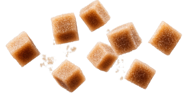 brown sugar cubes isolated on white background 