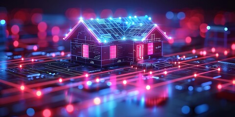 Obraz premium Modern smart home components management system, Generative AI 