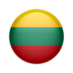 Lithuania national flag button pin. Lithuania round badge icon. Vector illustration