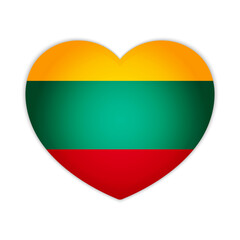 Lithuania heart badge icon. Lithuania national flag button. Vector illustration