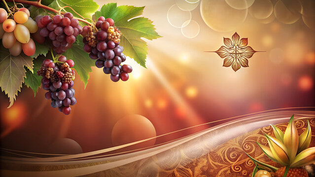 Ceremonial Trifon Zarezan Background, Traditional Rituals, Grapevines and Folk Motifs, words + concept with Copy Space