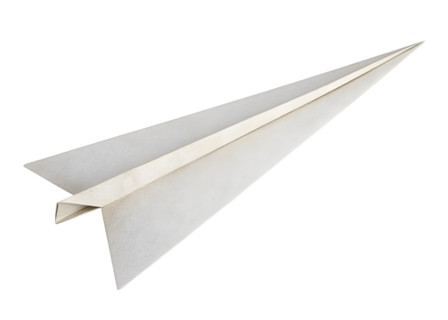 Paper plane isolated on transparent background.
