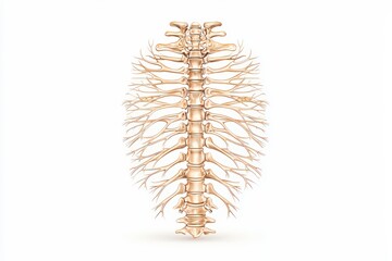 Obraz premium A detailed anatomical illustration of a human spine showcasing vertebrae and nerve roots, emphasizing the complexity of the human skeletal structure.