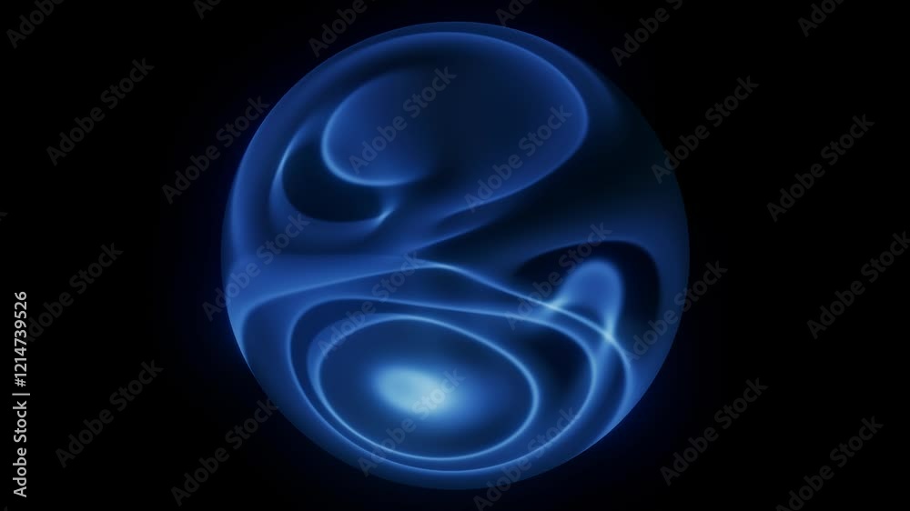 Poster complex outer flow orb loop: a blue orb with complex outer flow patterns and subtle internal movemen