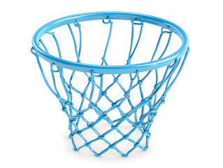 Obraz premium vibrant blue basketball net against clean white background, perfect for sports themed designs. This captures essence of basketball and athleticism