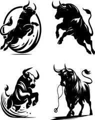 bull , bull set, bull silhouette set
