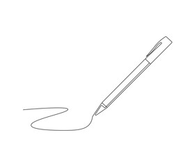 One continuous line drawing of pen. Pencil symbol of education. Concept vector art for university or college. Editable stroke. Doodle line illustration