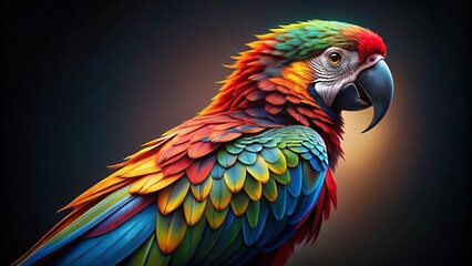 Fototapeta premium Vibrant Parrot Bird, Isolated, Full Color, Low Light Photography