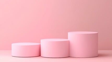 Pink Cylindrical Display Podiums on a Pink Background