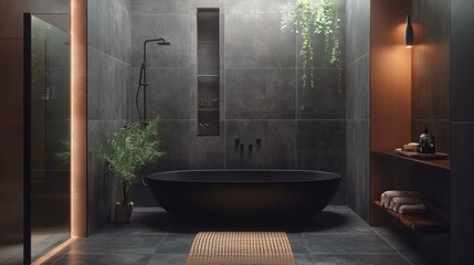 Modern Minimalist Dark Gray Bathroom