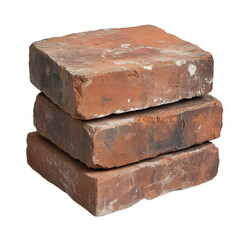 Stack of old bricks on isolated background. For presentations and design.