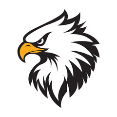 eagle head profile black white yellow  logo v6