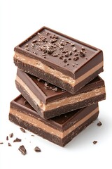 Delicious stacked chocolate bars with layers of creamy filling, perfect for dessert lovers. A treat that pleases every chocolate enthusiast.