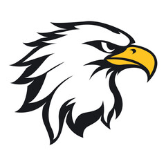 eagle head profile black white yellow  logo v12