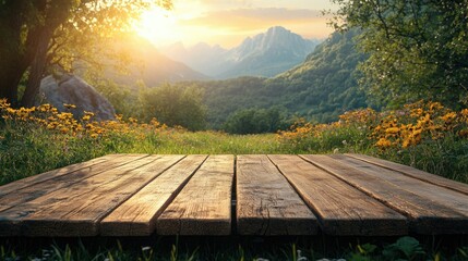 Sunrise over mountain landscape scenic viewpoint nature photography serene environment vibrant flora