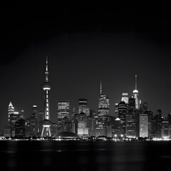 Obraz premium Nocturnal Cityscape Mesmerizing Monochrome Time-lapse