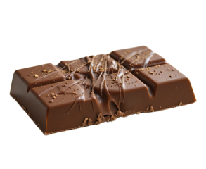 Milk chocolate bar on surface on white bg