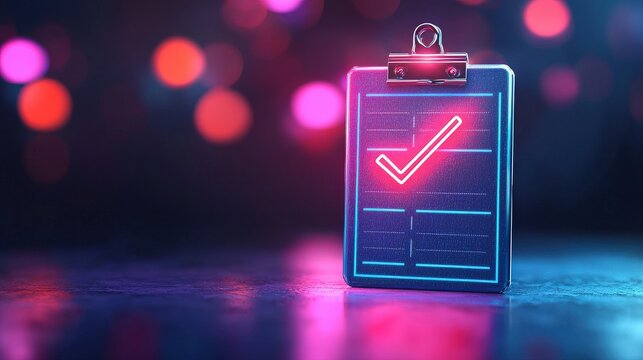 A glowing checklist representing tasks completed for customer resolutions.