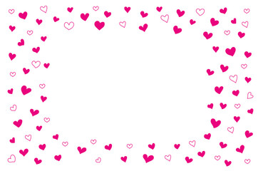 Background with hand drawn hearts on white background with space for text, vector illustration