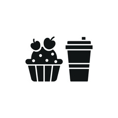 Drink and cupcake set food icon with a minimalist and elegant look, perfect for food delivery apps, cafe illustrations, and sweet treat packaging