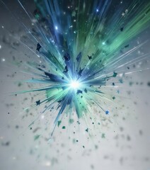 Obraz premium Creamy white background with multiple stars exploding in shades of blue and green , calming, abstract, serene