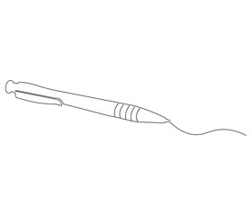 One continuous line drawing of pen. Pencil symbol of education. Concept vector art for university or college. Editable stroke. Doodle line illustration