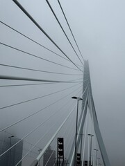 bridge over the river. Fog. Misty